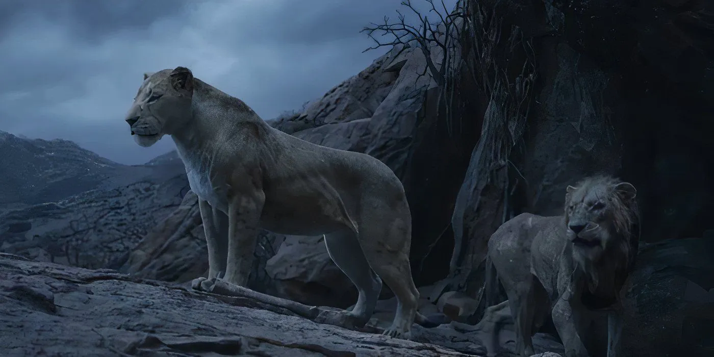 Scar et Sarabi dans Le Roi Lion (2019)