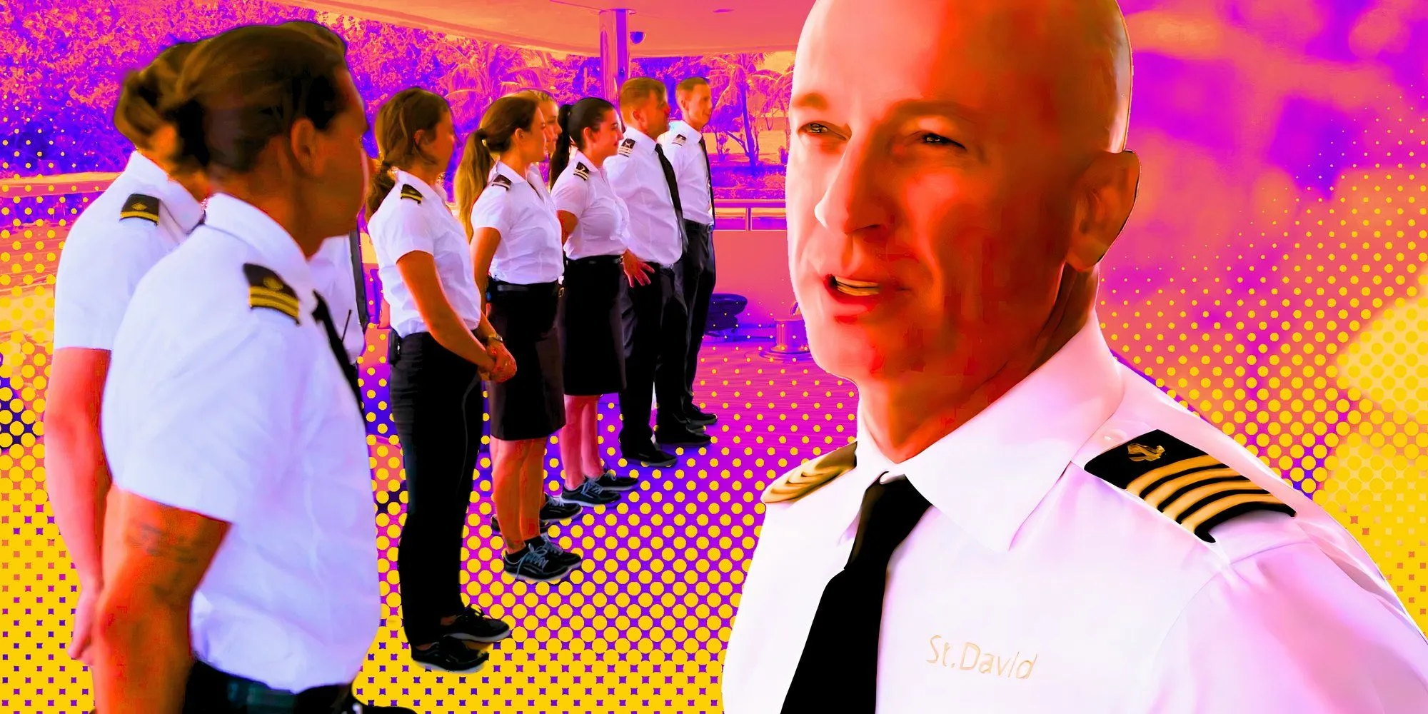 Besetzungsmontage der 11. Staffel von Below Deck mit Kerry in der ersten Reihe