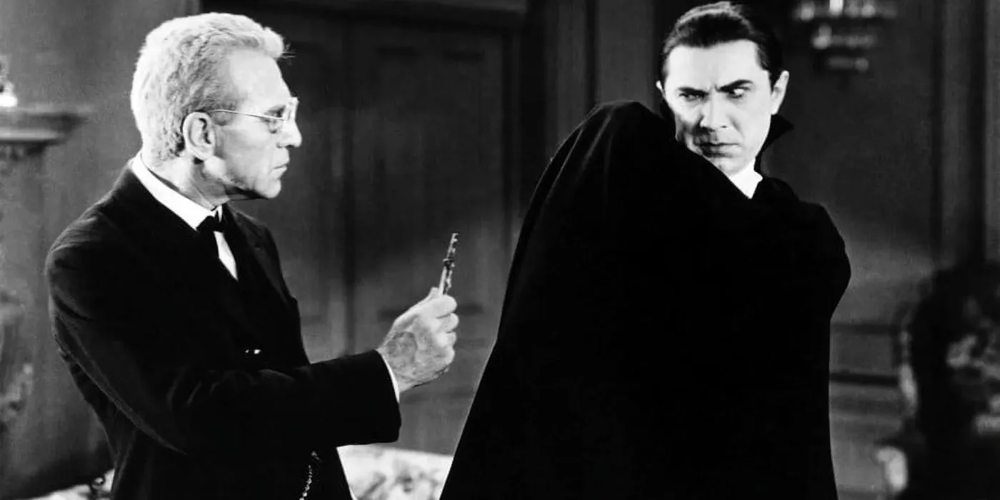 Il Dracula di Bela Lugosi si ritrae da una croce