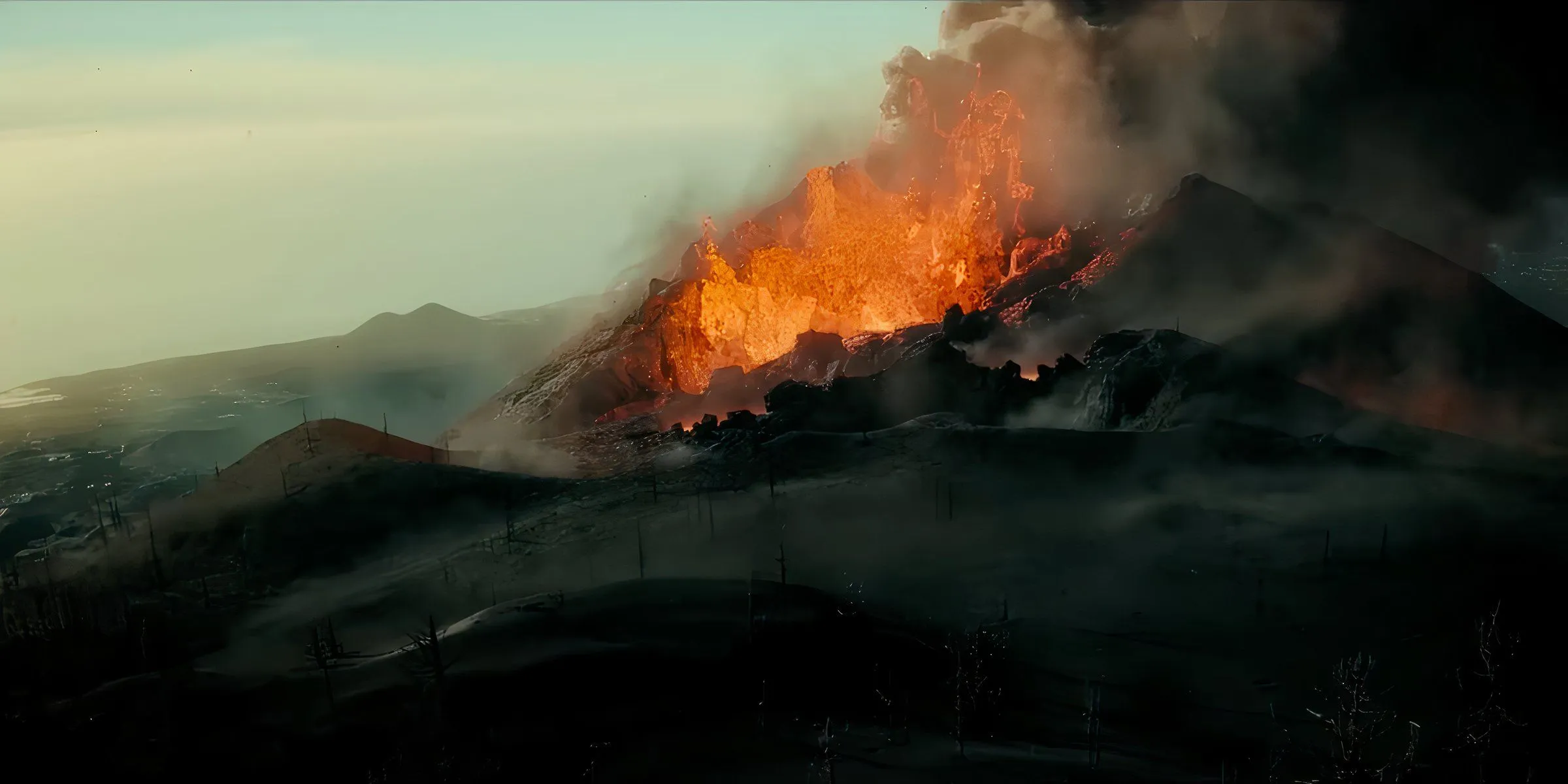 A volcano erupting in La Palma