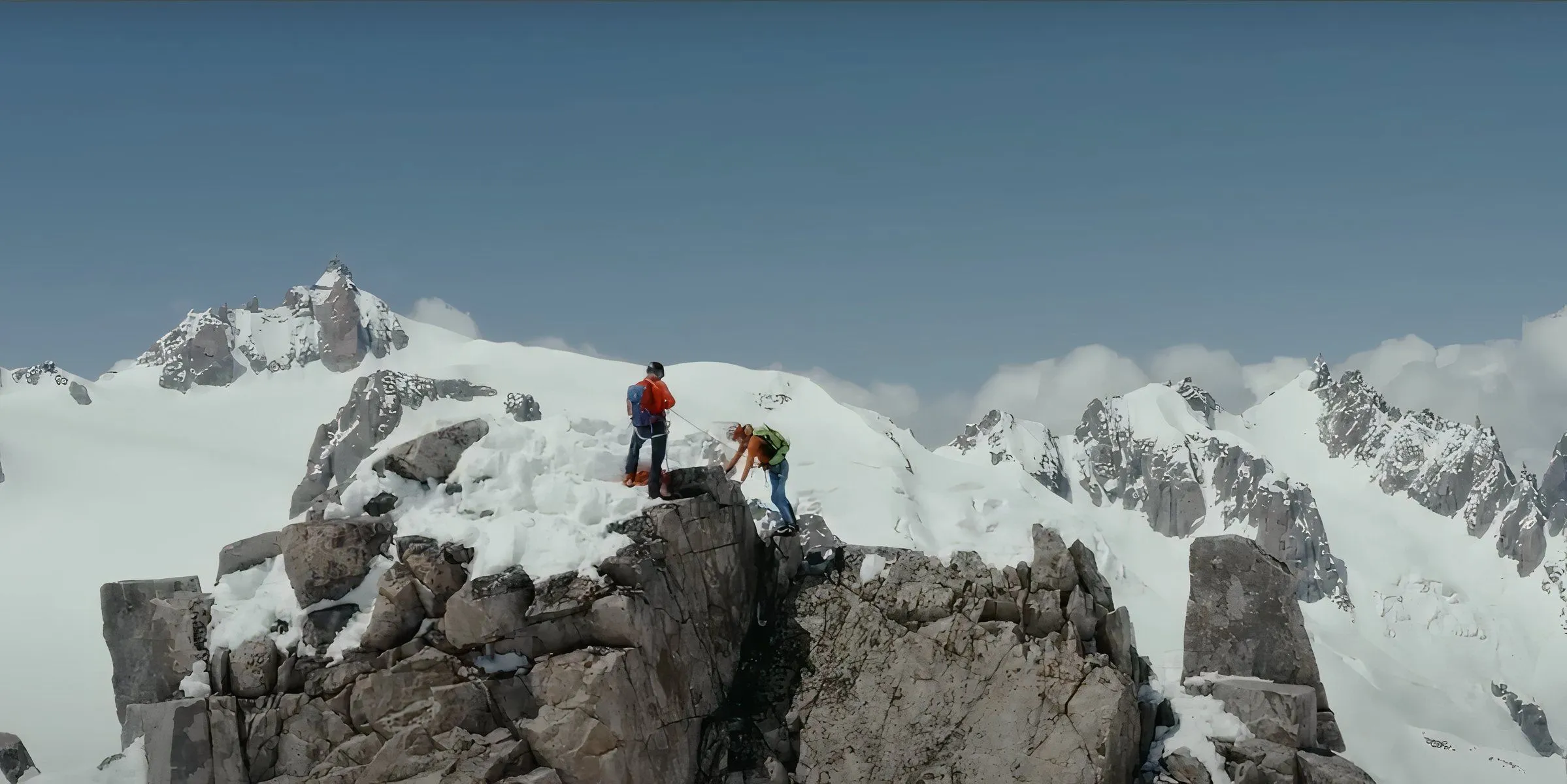 Two mountain climbers in Human Playground