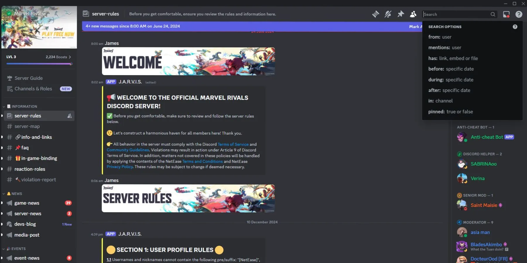 Anteprima del server Discord Marvel Rivals