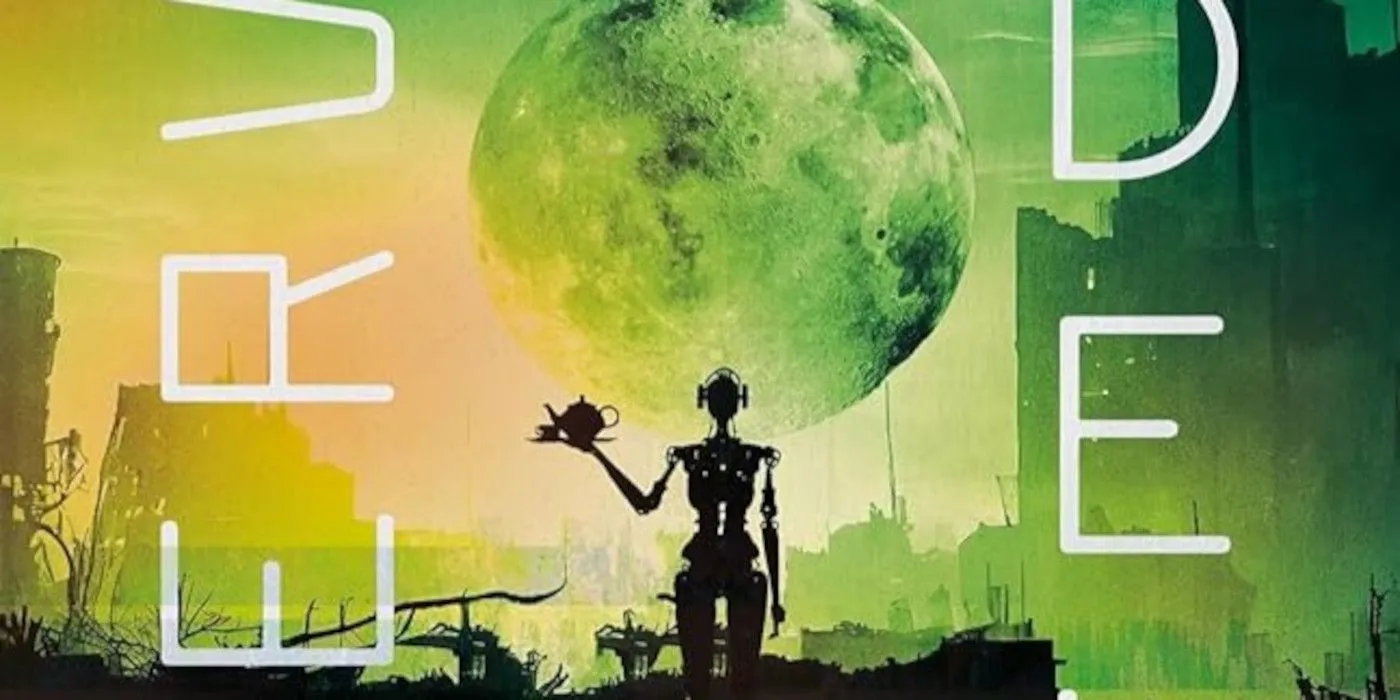 Copertina del modello di servizio raffigurante una luna e un robot su uno sfondo di paesaggio verde