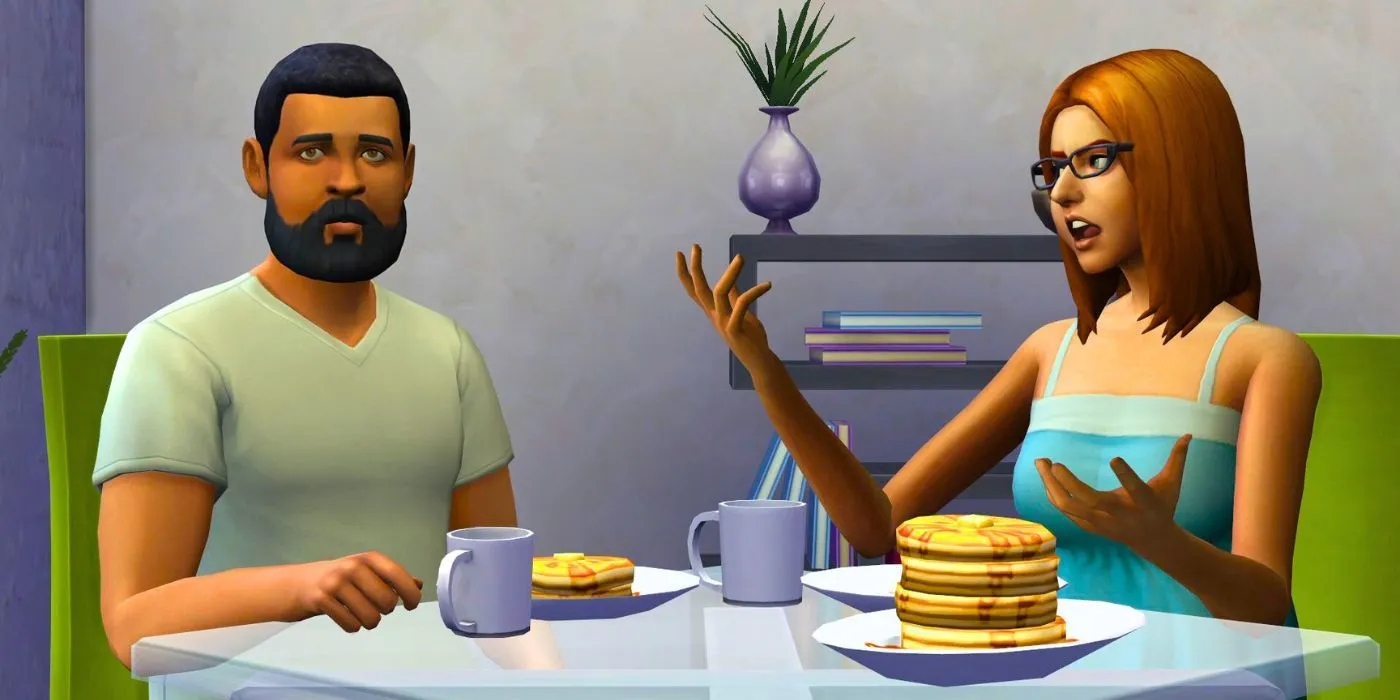 Sims che litigano a colazione