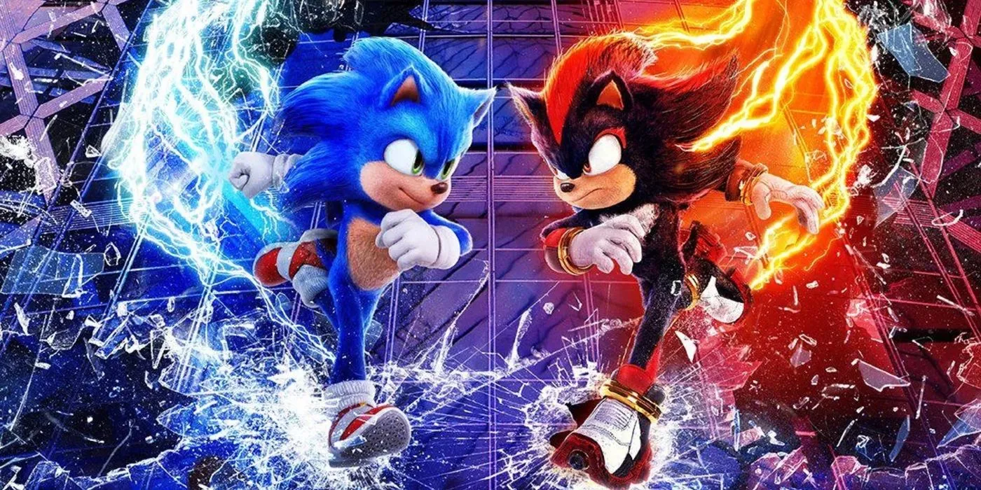 Póster de Sonic the Hedgehog 3 con Sonic y Shadow