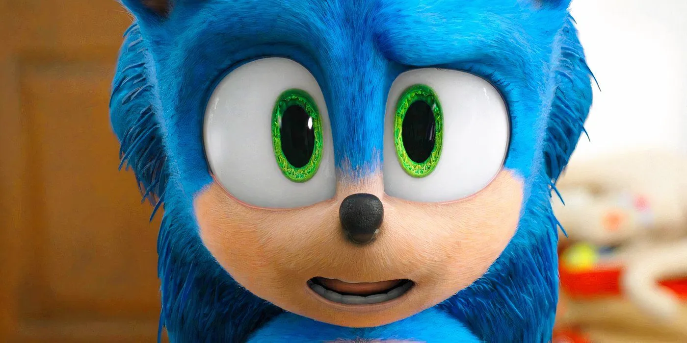 Sonic starrt in Sonic the Hedgehog 2020 geradeaus