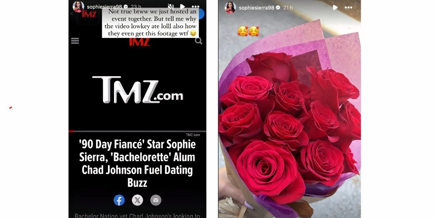 Sophie Sierra dans un bouquet de roses sur Instagram Stories