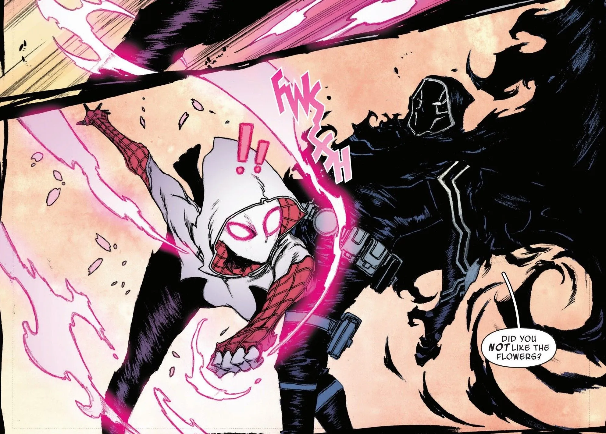 Quadrinhos: Spider-Gwen tenta dar um soco em Black Tarantula.