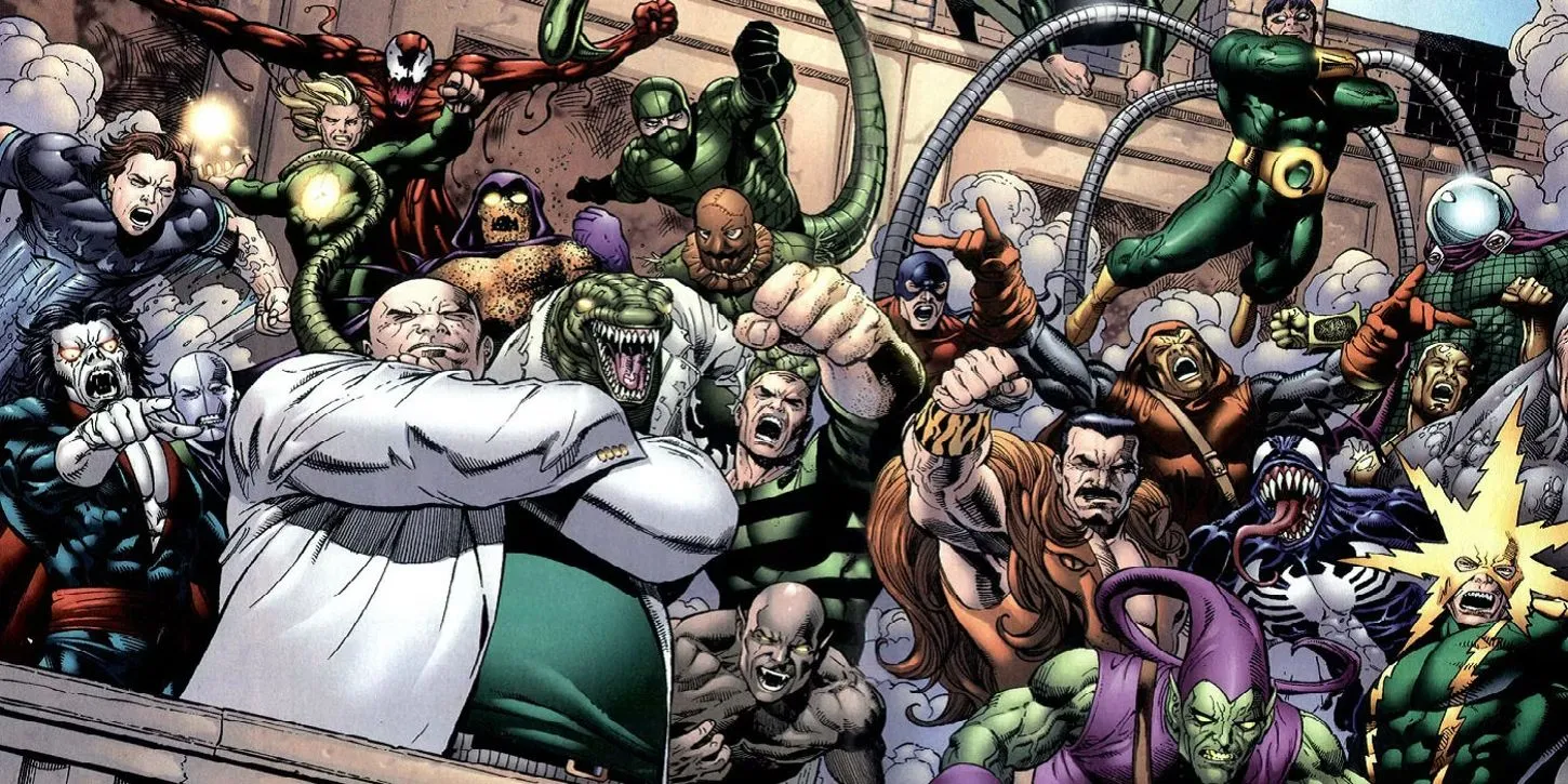 Featured Image: Spider-Man's comprehensive rogues gallery, posing for a group picture