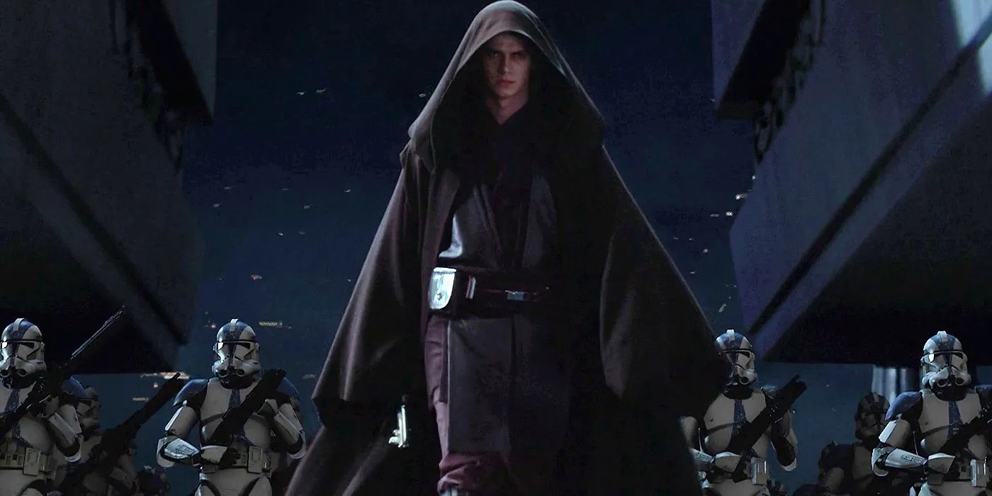 Anakin Skywalker e a 501ª marcha no templo em A Vingança dos Sith