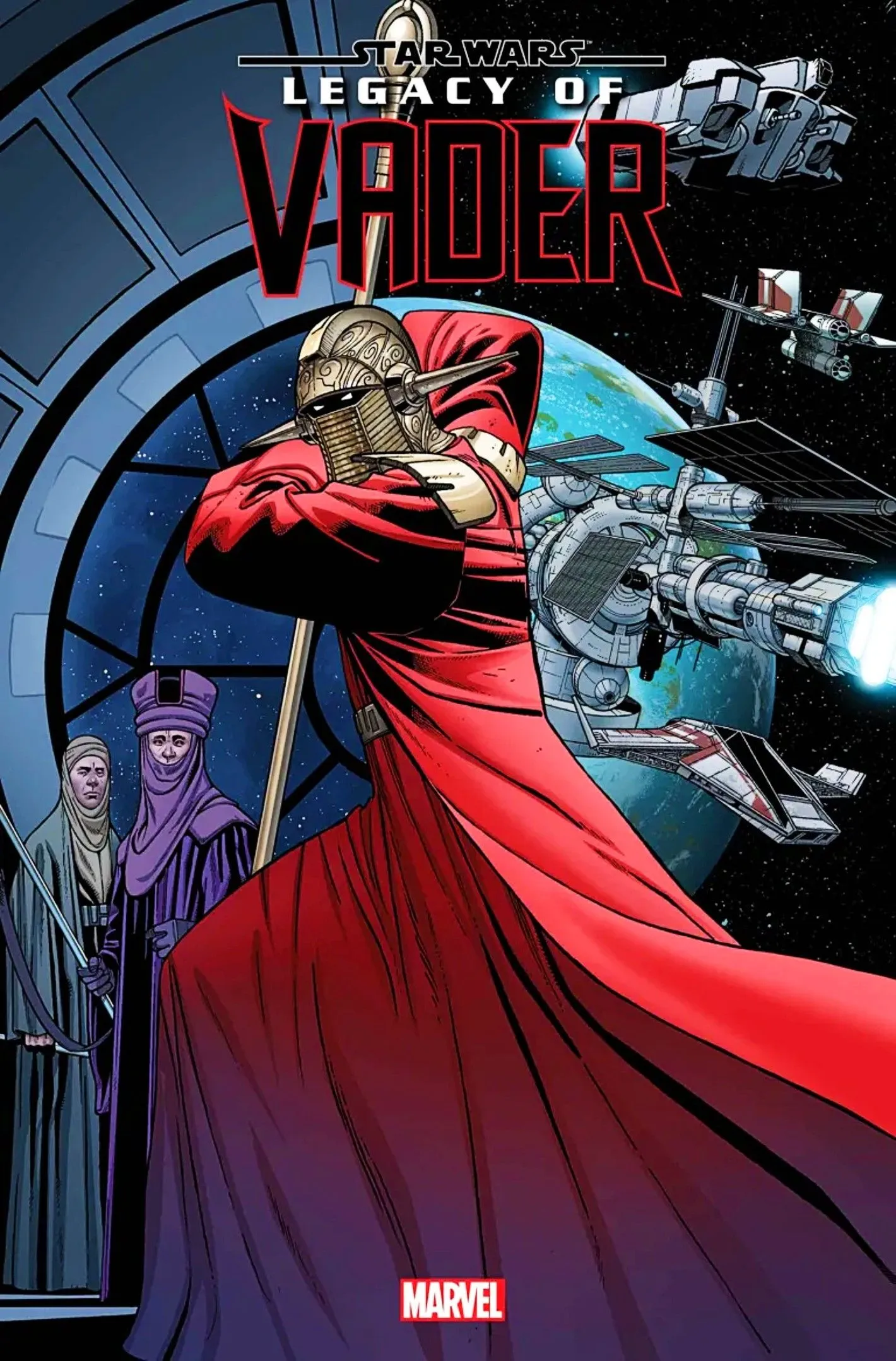 Star Wars Legacy of Vader #1 variant cover featuring a masked figure wielding a staff