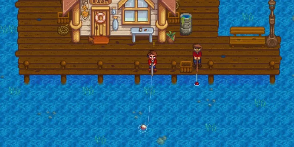 Curvatura di un lancio da pesca nella Stardew Valley