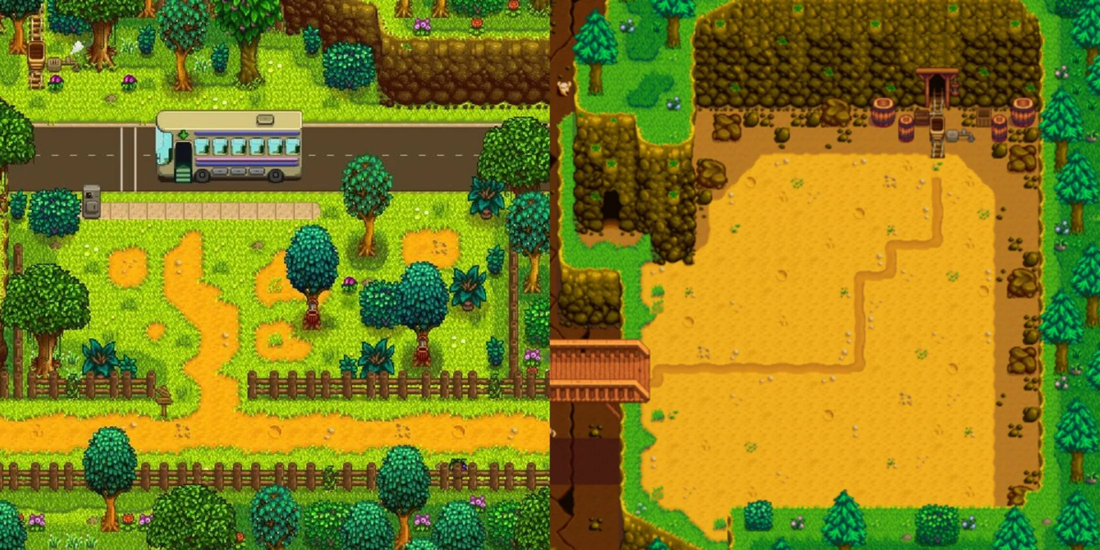 Arrêt de bus et carrière de Stardew Valley