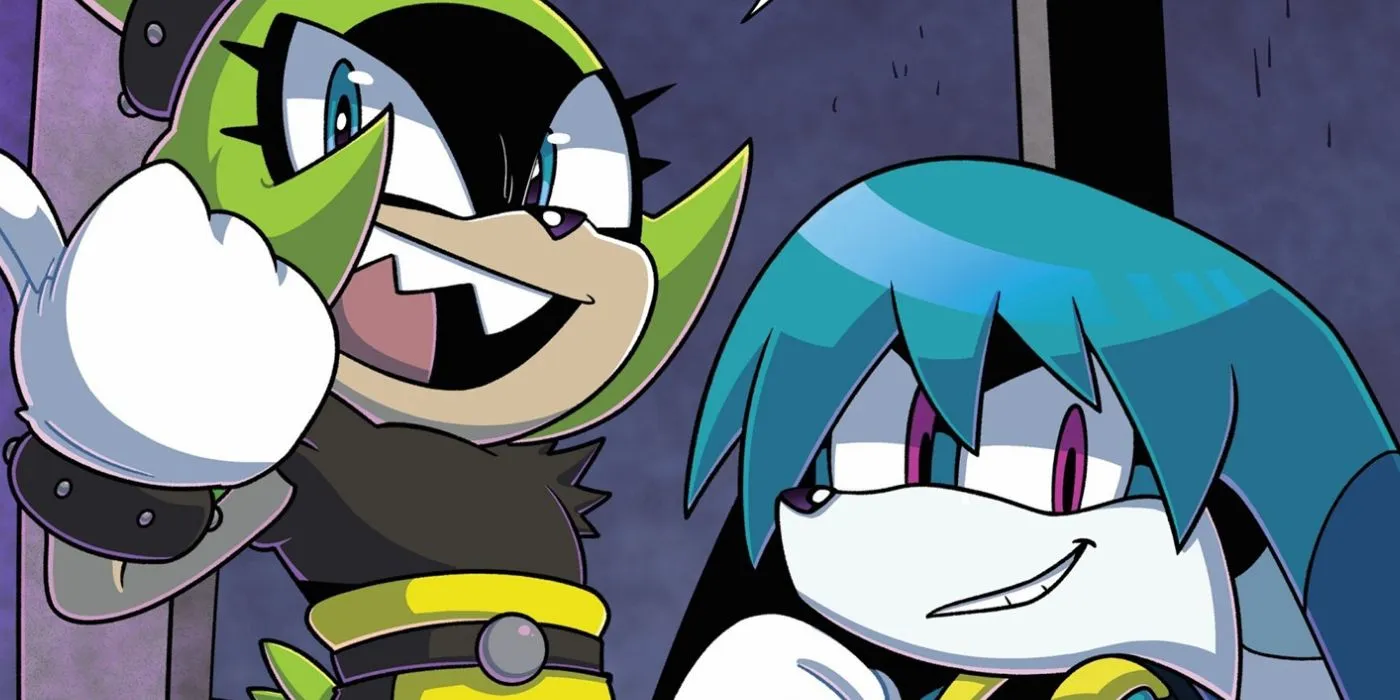 Comic book art: Sonic characters Surge and Kit looking evil