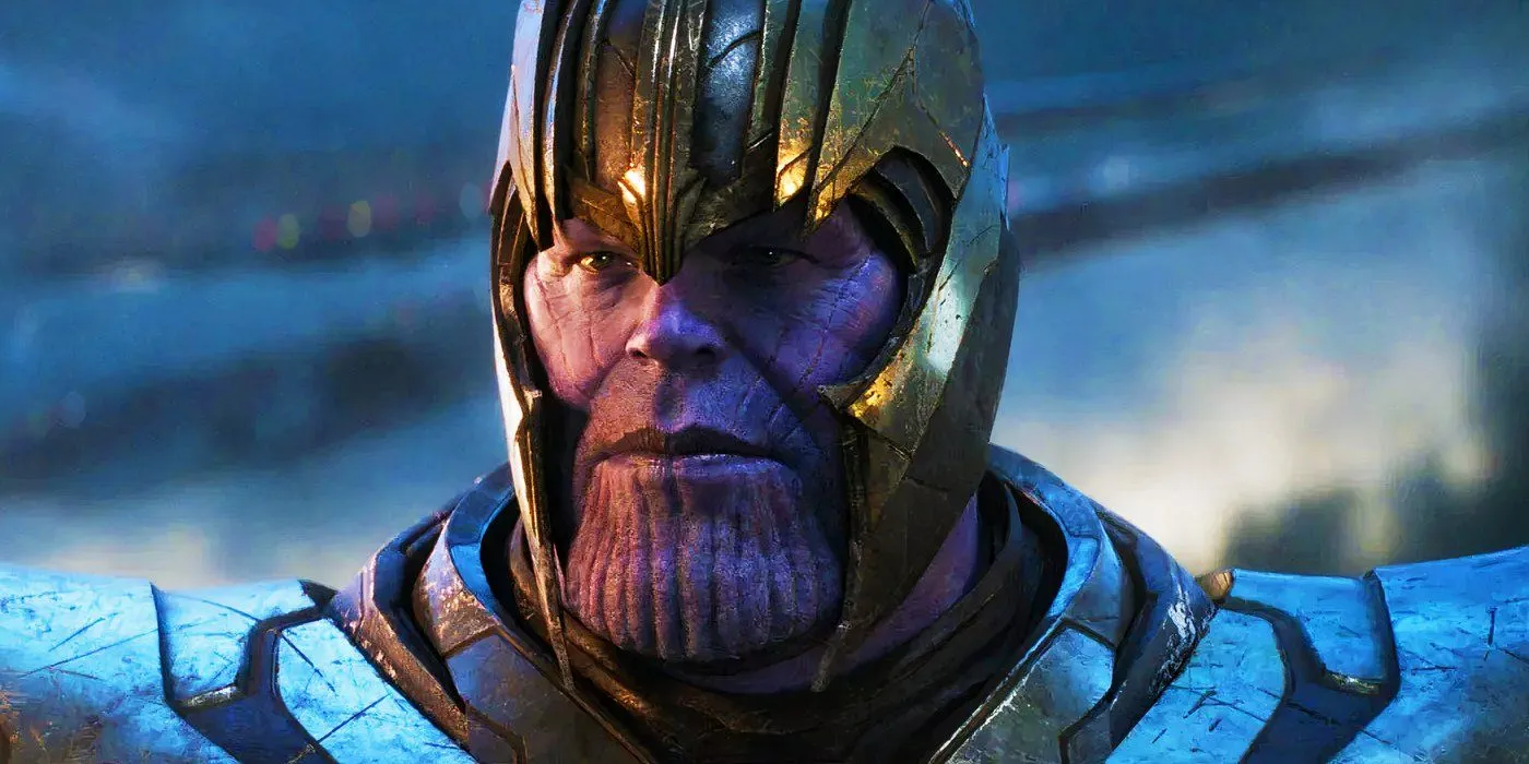 Thanos com armadura completa em Vingadores Ultimato