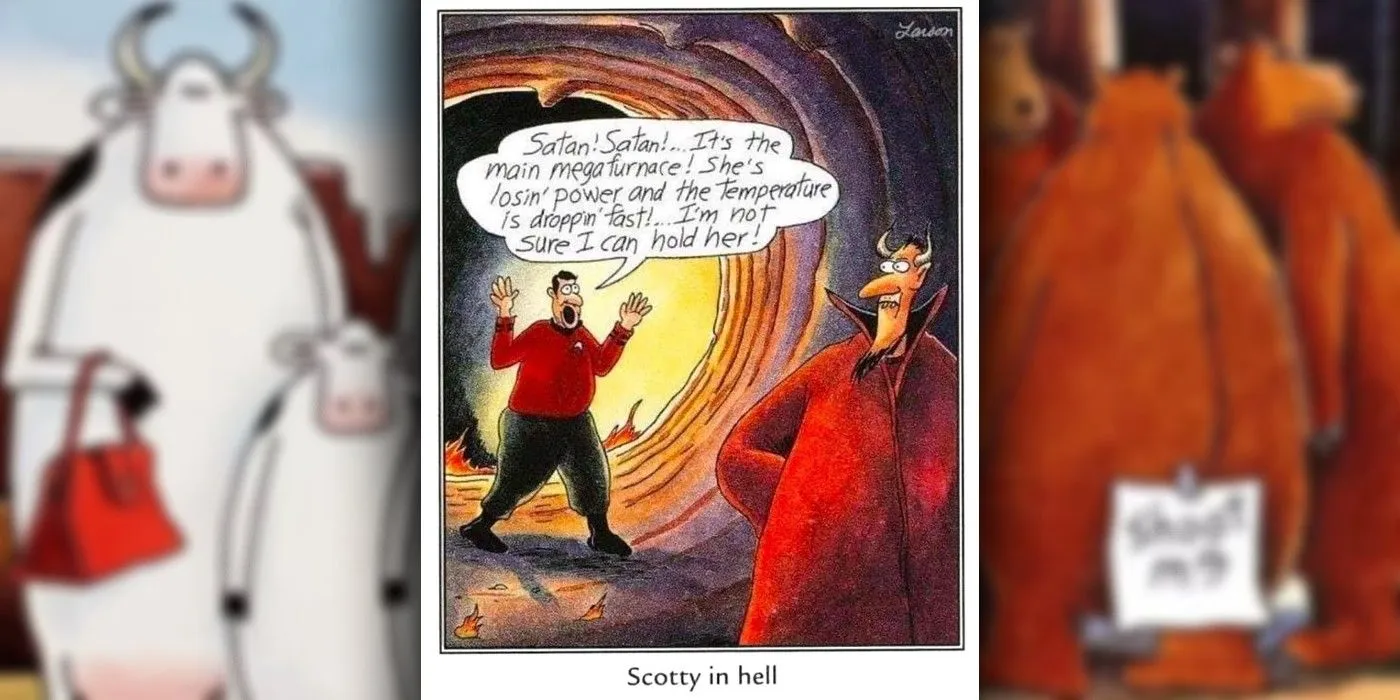 Ein Far Side-Comic mit Scotty aus Star Trek