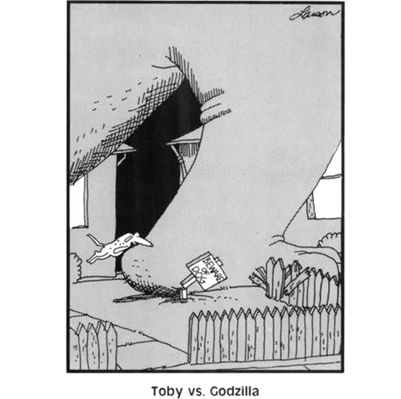 Far Side-Comic mit Godzilla