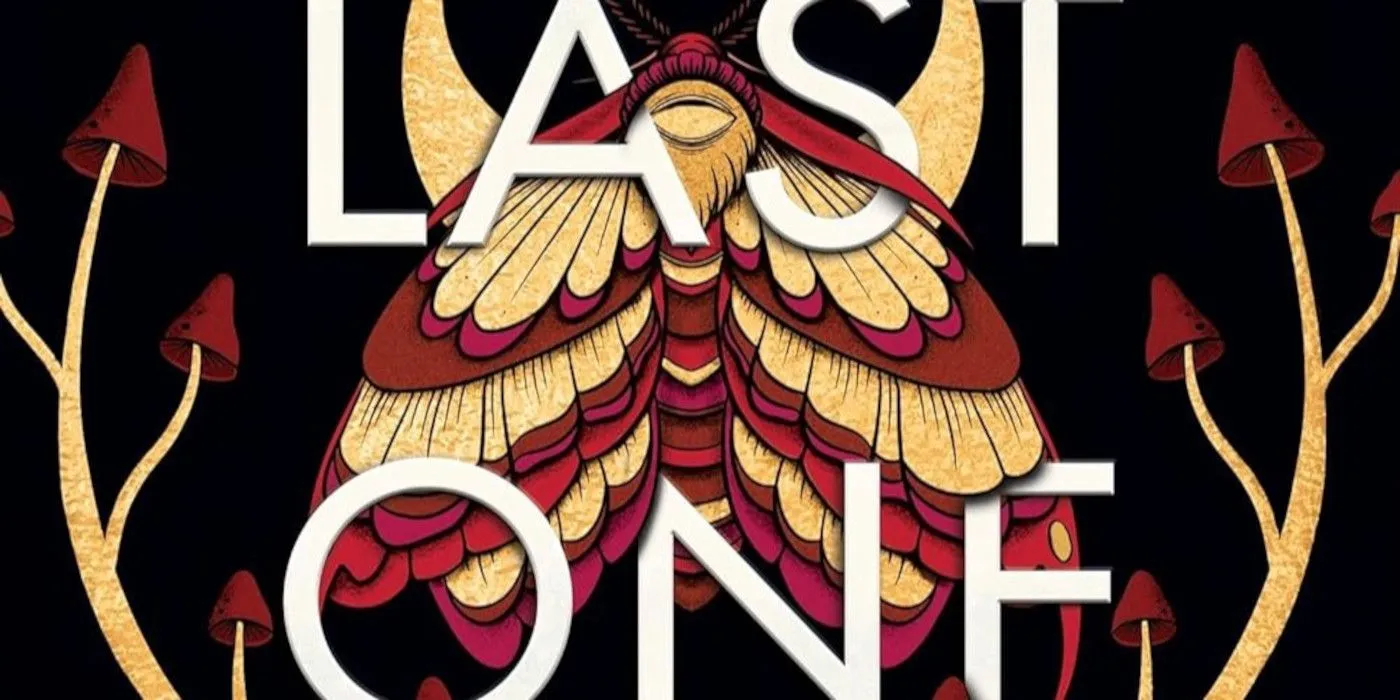 Cover of The Last One, featuring striking imagery such as a moth and mushrooms against a dark background