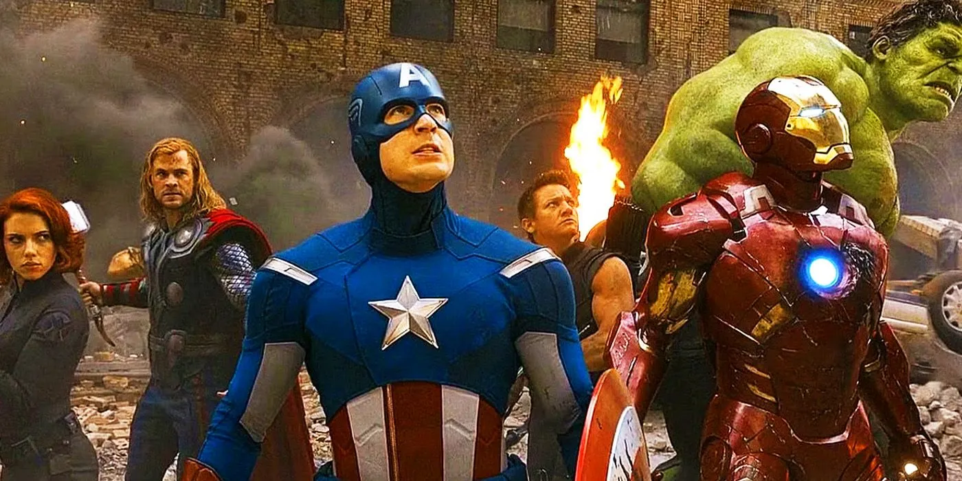 The original Avengers lined up in New York in The Avengers 2012