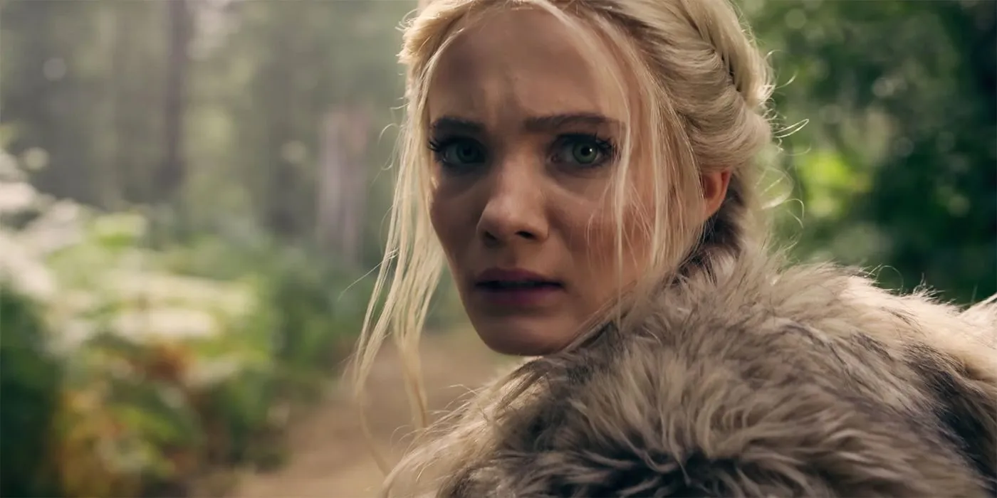 Ciri olha para trás enquanto está na floresta no trailer da terceira temporada de The Witcher, parte 2.