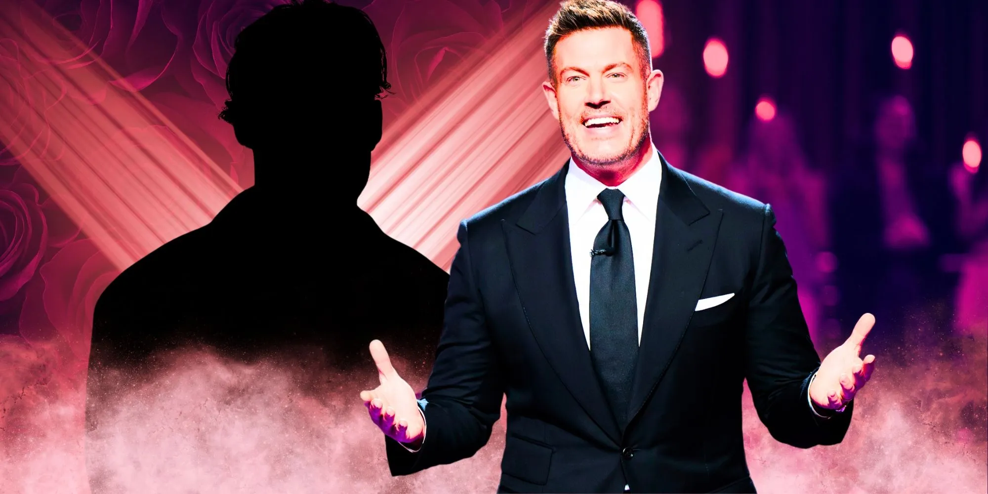 Apresentador de Bachelor Jesse Palmer com pessoa misteriosa