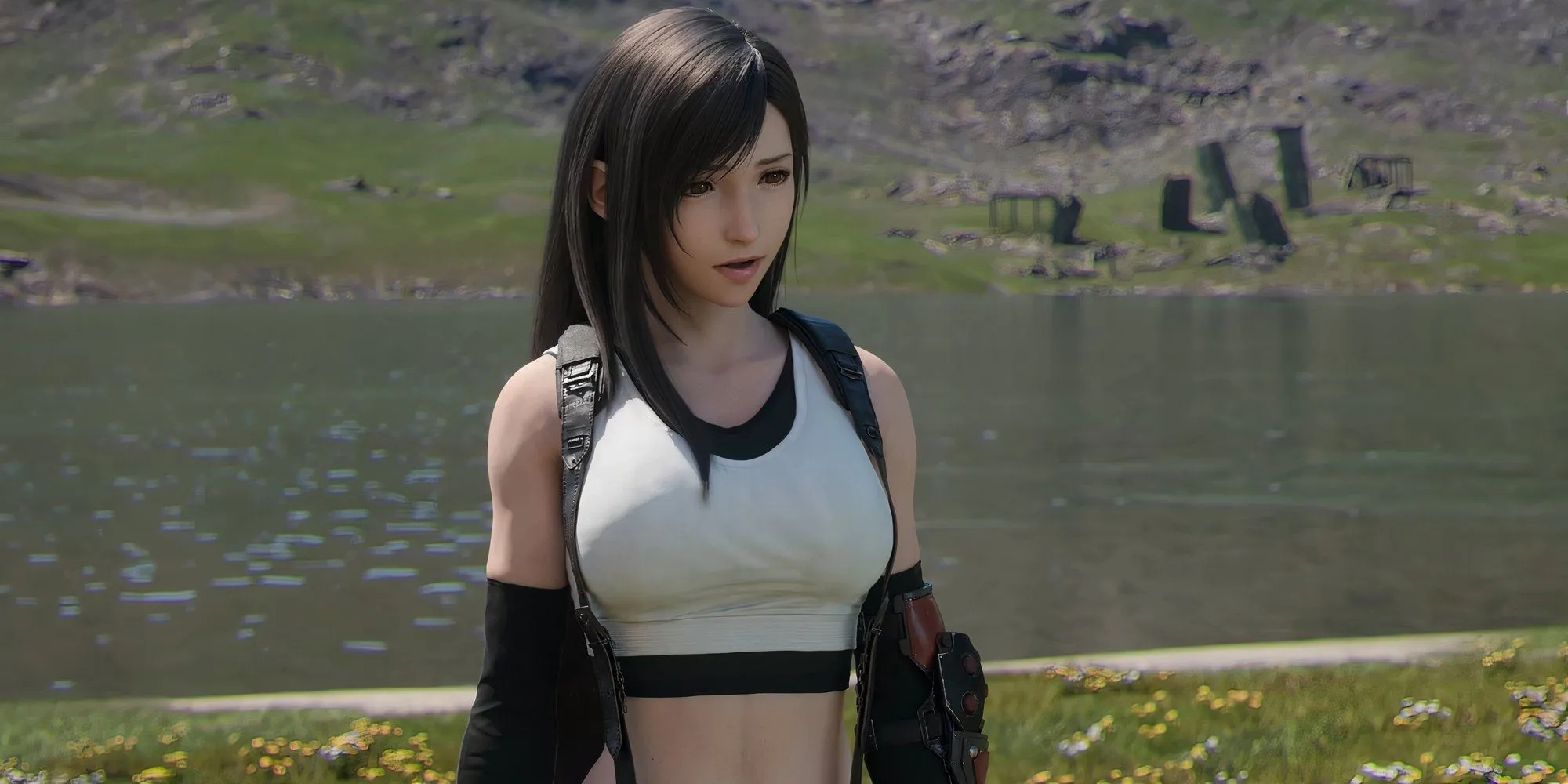 蒂法洛克哈特 (Tifa Lockhart) 在《最終幻想 7 重生 FF7》的結局場景中即將登上小野馬。