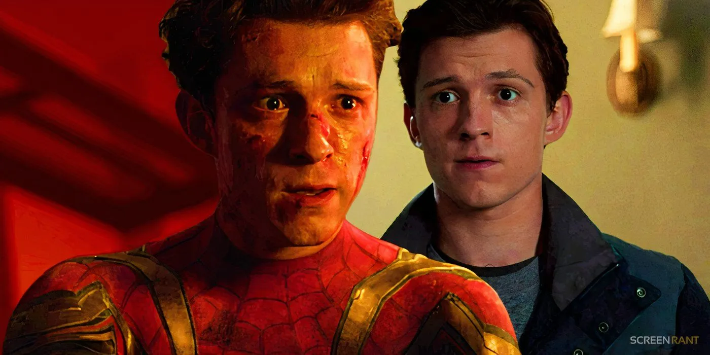 Spider-Man de Tom Holland pleure et Peter Parker a l'air triste dans Spider-Man No Way Home