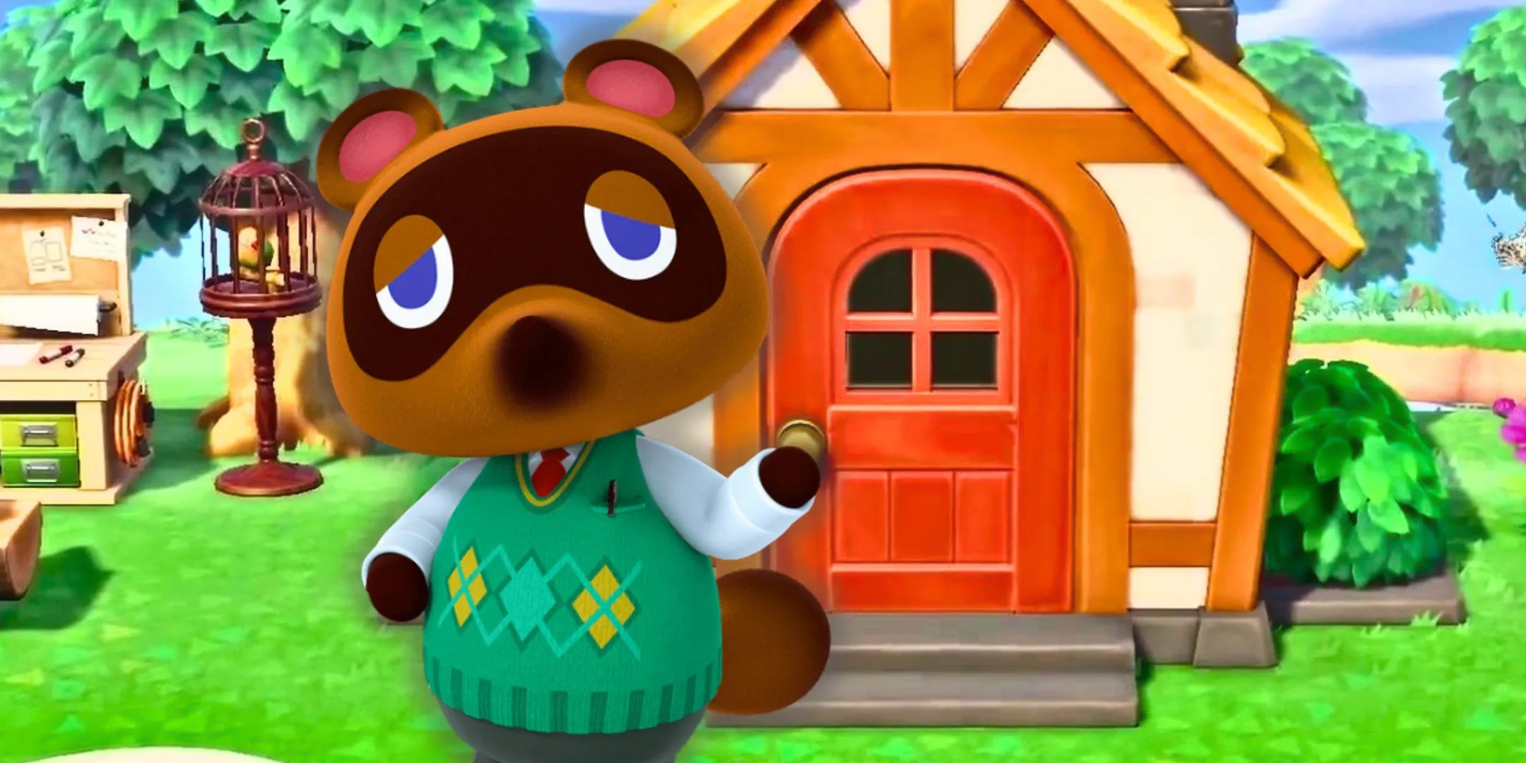 Tom Nook in Front of Player's House