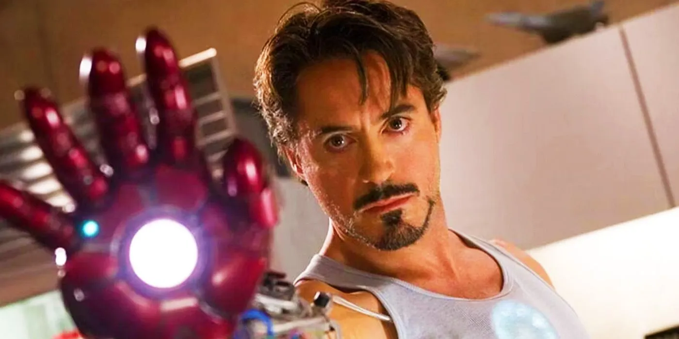 Tony Stark testa il braccio di Iron Man