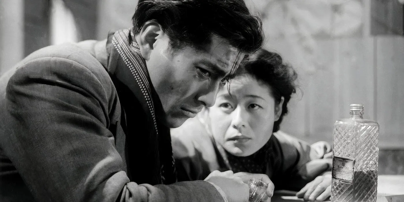 Toshiro Mifune sieht in Drunken Angel traurig aus