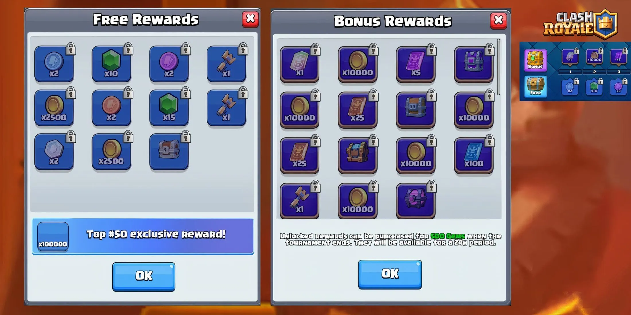 Récompenses et étapes du tournoi Triple Elixir dans Clash Royale