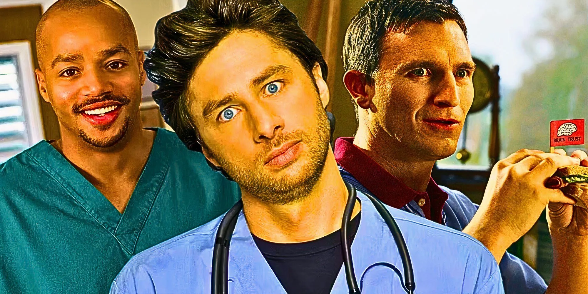 Image personnalisée de Donald Faison dans le rôle de Chris Turk et Zach Braff dans le rôle de JD dans Scrubs