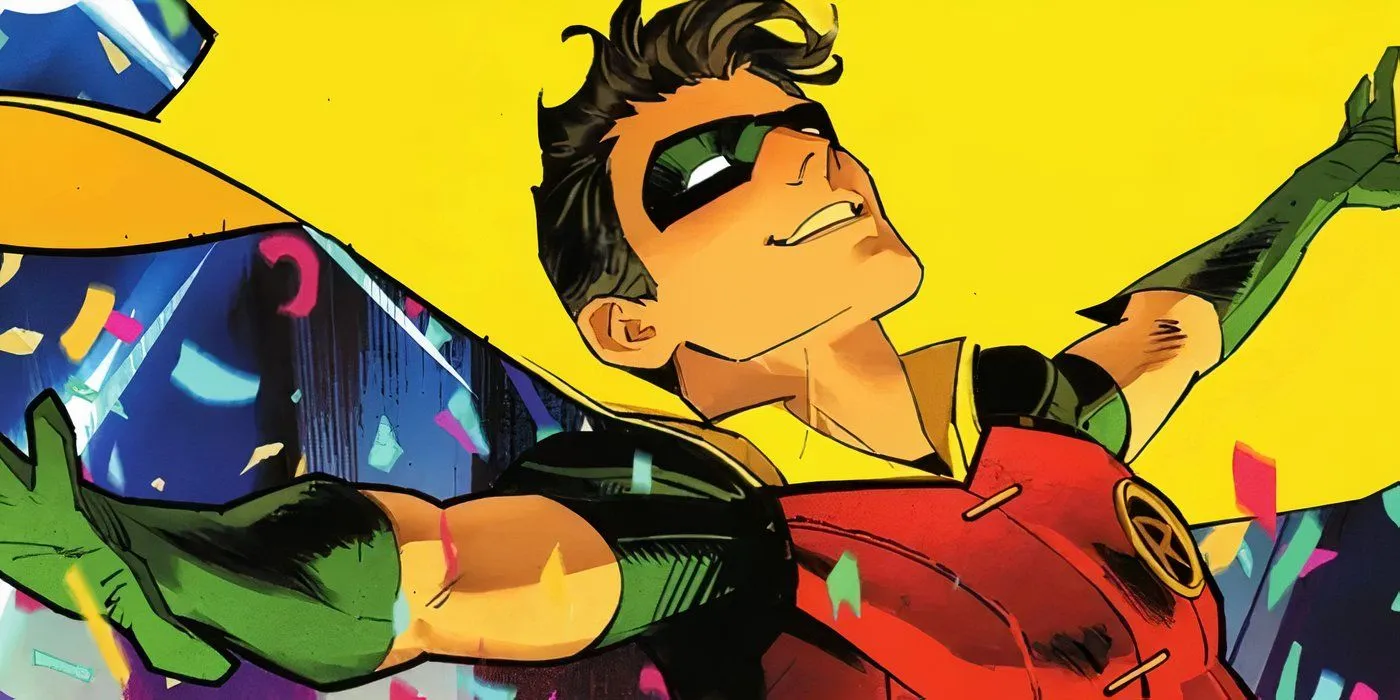 Dick Grayson souriant dans le rôle de Robin dans World's Finest