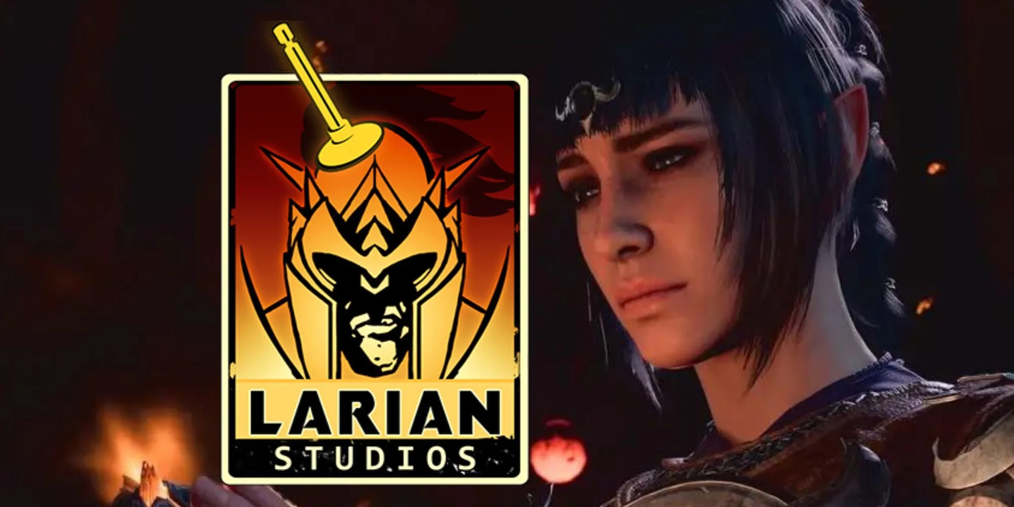 Larian Studios logo next to Shadowheart