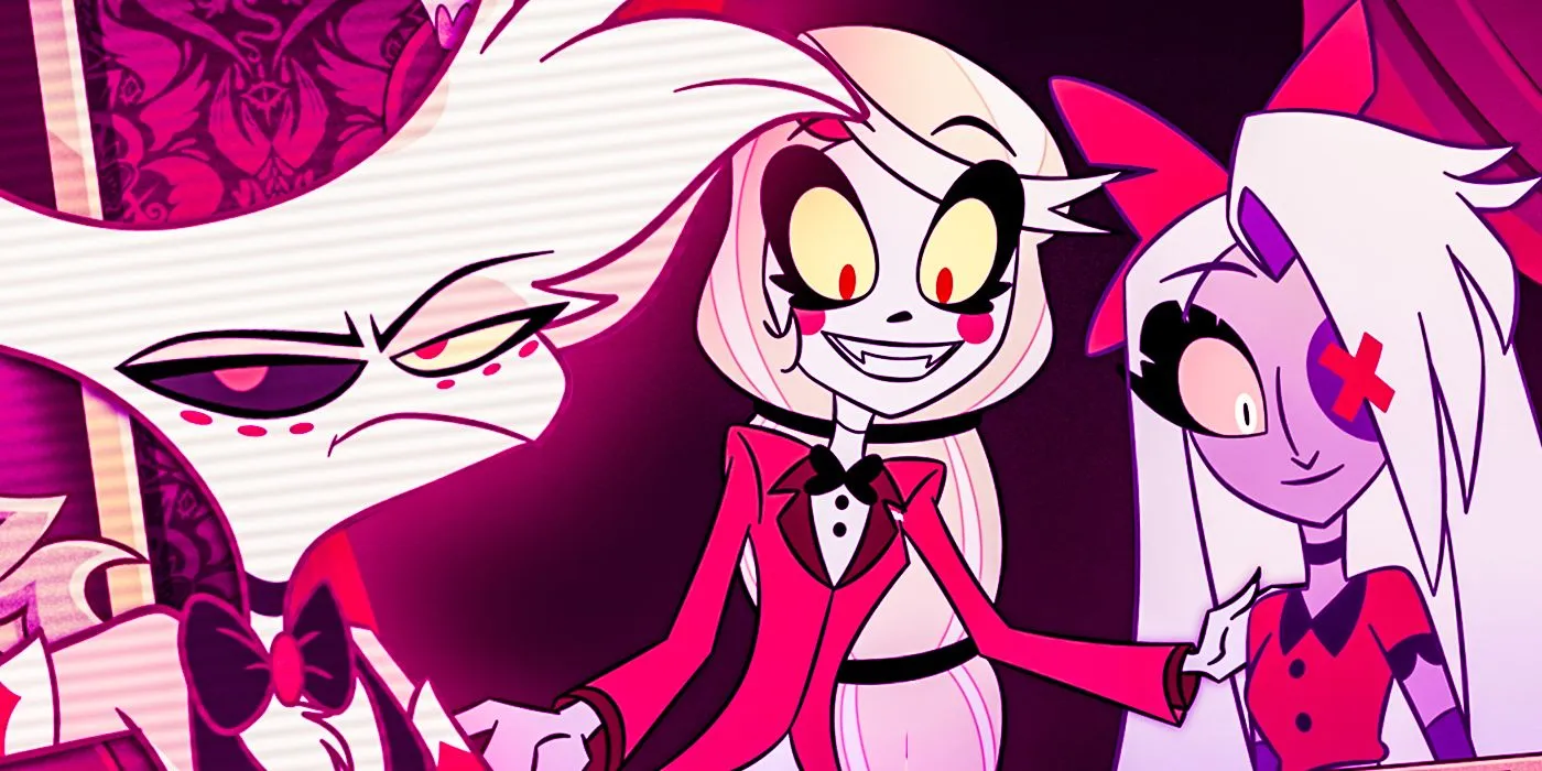 Vaggie, Angel-Dust y Charlie-Morningstar de Hazbin Hotel