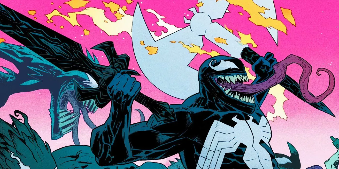 Venom empunhando todo preto na Marvel Comics