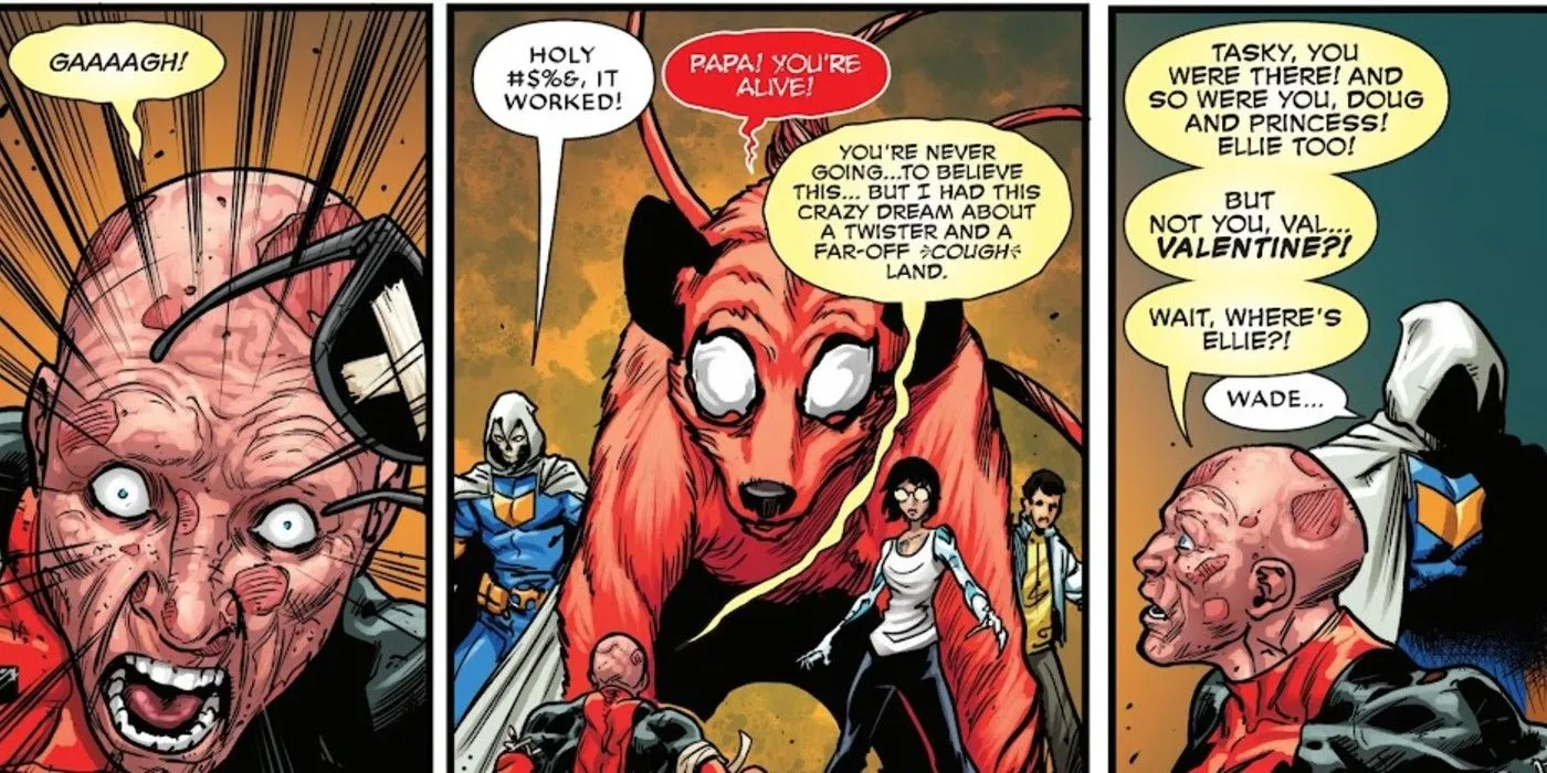 Wade Wilson si ricongiunge a Valentine Vuong e Taskmaster alla ricerca di Ellie Camacho in Deadpool #9