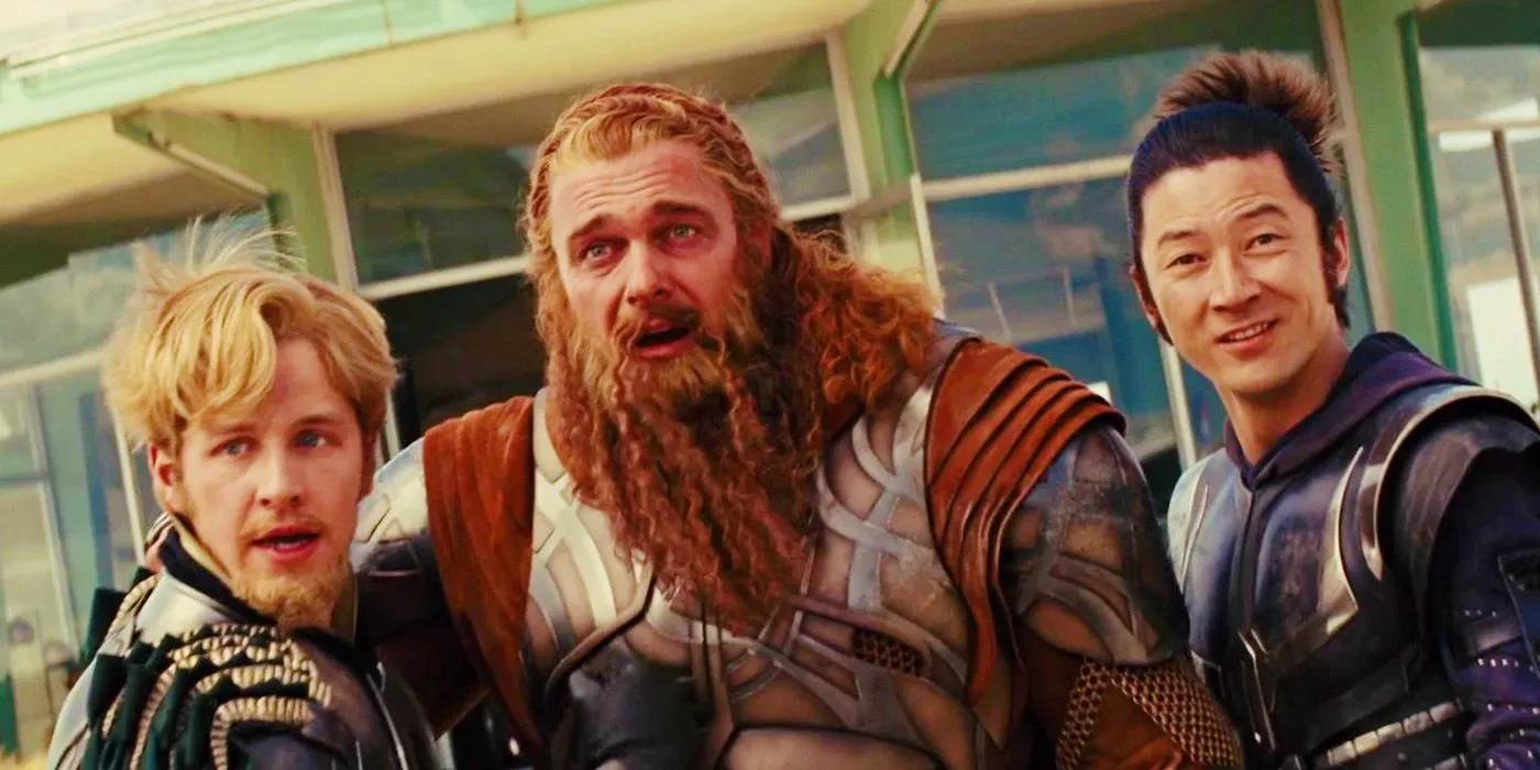 Les Trois Guerriers arrivent sur Terre dans Thor en 2011