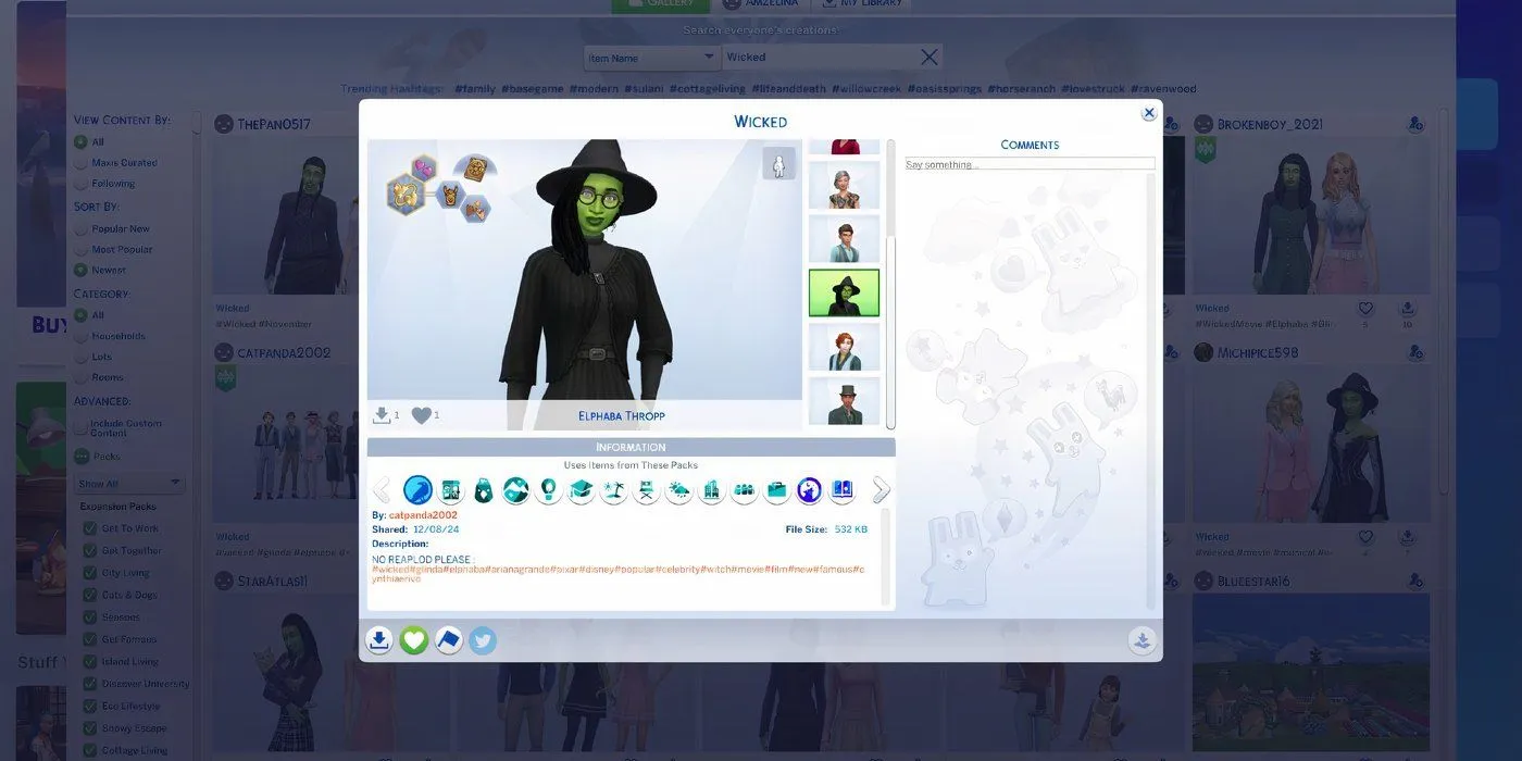 Elphaba in Sims 4