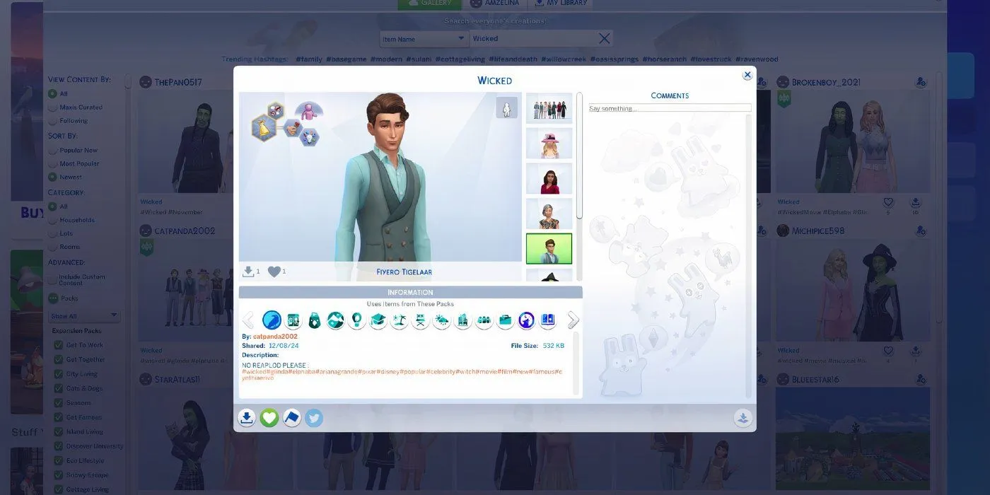 Fiyero in Sims 4