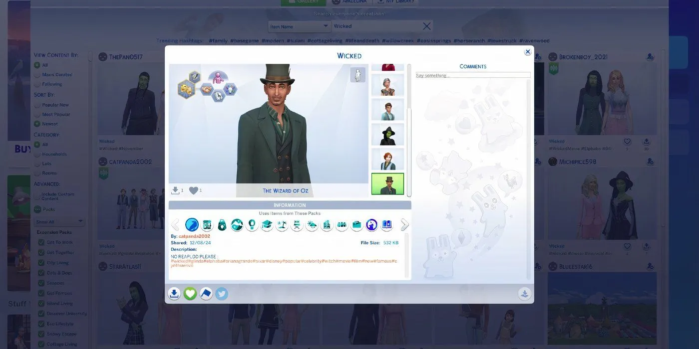 Zauberer von Oz in Sims 4