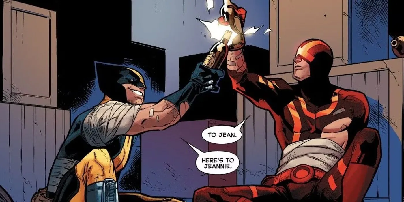 Wolverine e Ciclope brindando