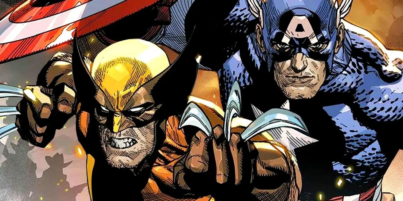 Capitão América e Wolverine lutando