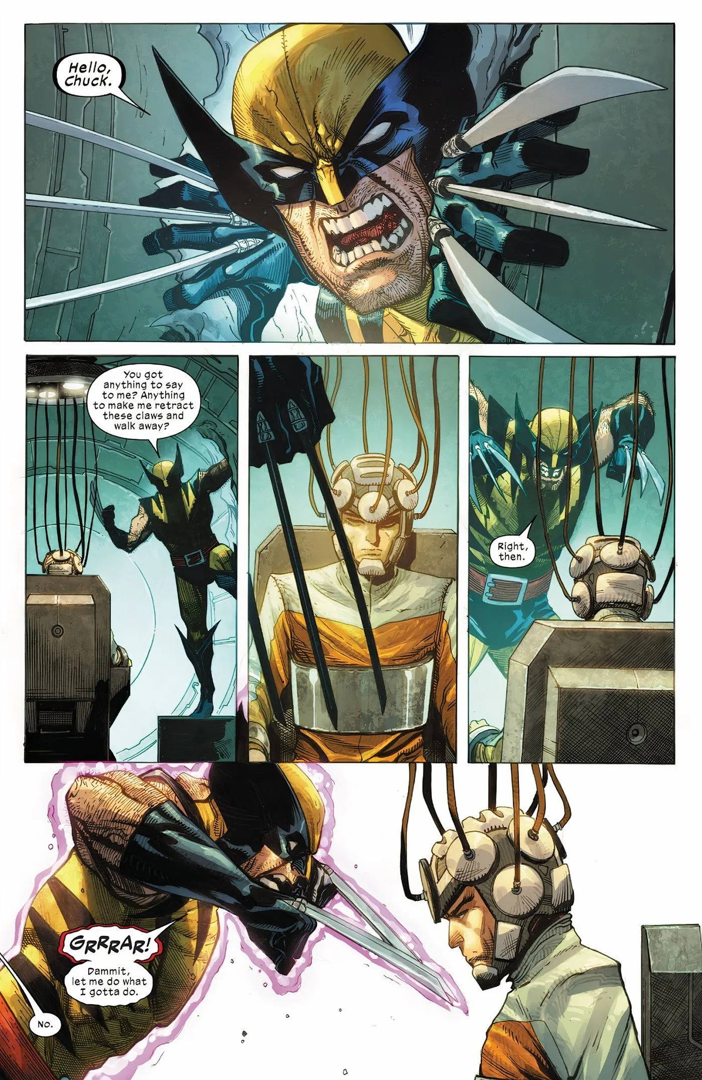 Wolverine confrontando o Professor Xavier