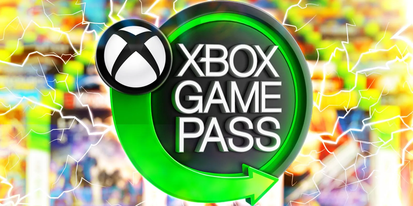 Logo Xbox Game Pass avec des jeux flous