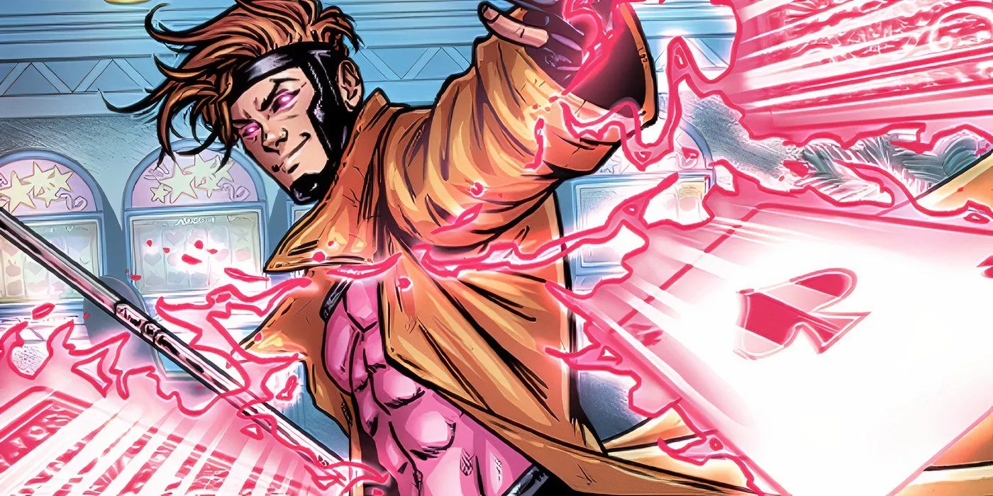 Gambit throwing his super-charged playing cards.