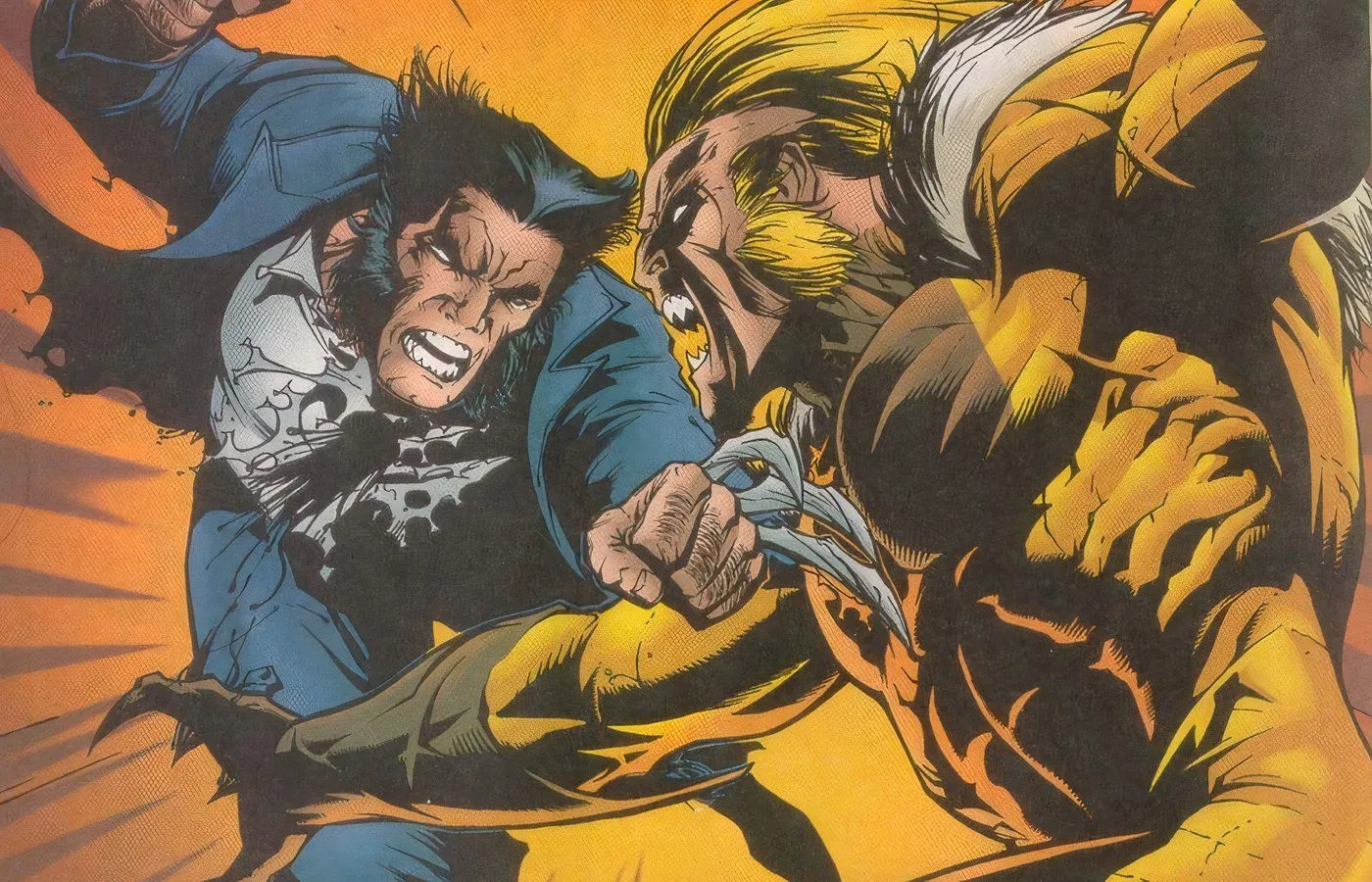 Wolverine kämpft gegen Sabretooth.