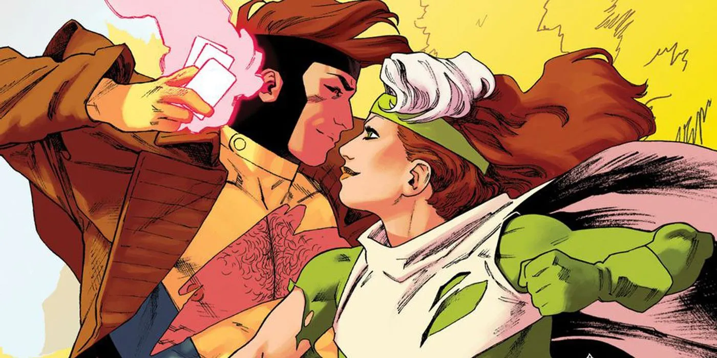 Gambit e Rogue flirtano nei fumetti Marvel.