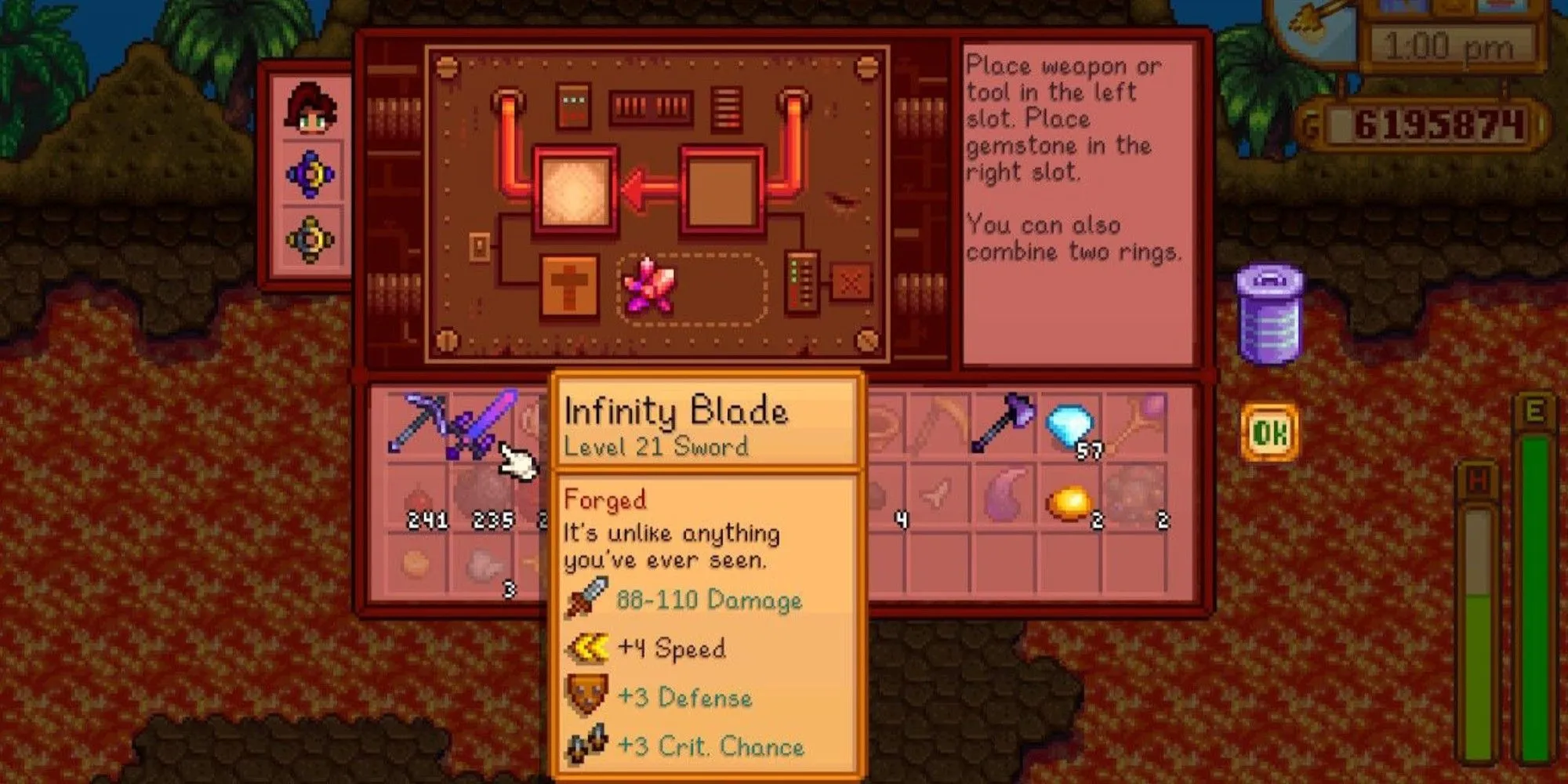 Infinity-Blade-forjado-em-Volcano-Stardew-Valley