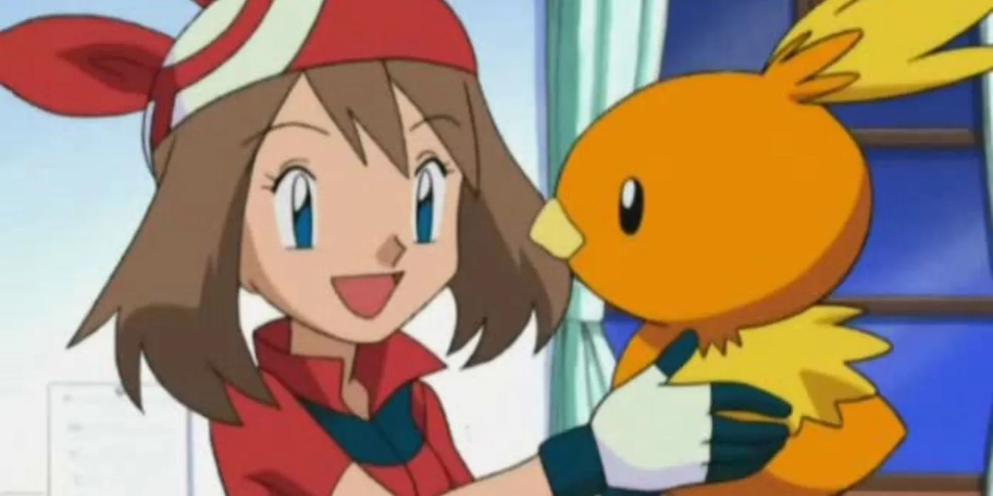 May carrying Torchic in the Pokémon anime.